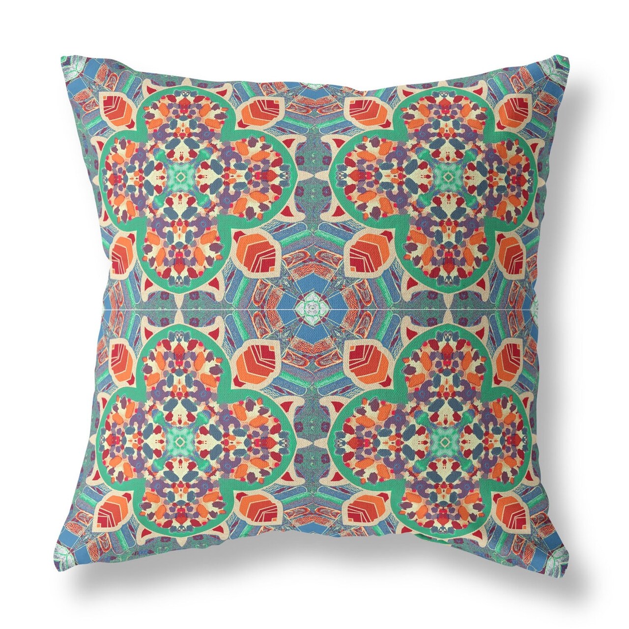 Edge Collections - 18 x 18 x 5 inches - Multi - Boho Cloverleaf Decorative Throw Pillow - 1 Piece